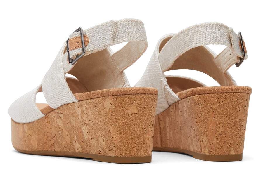 Claudine Natural Wedge Sandal Back View Opens in a modal
