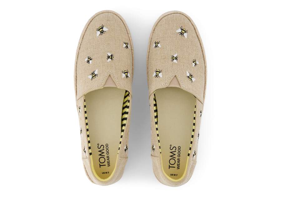 Valencia Embroidered Bees Platform Espadrille Top View Opens in a modal