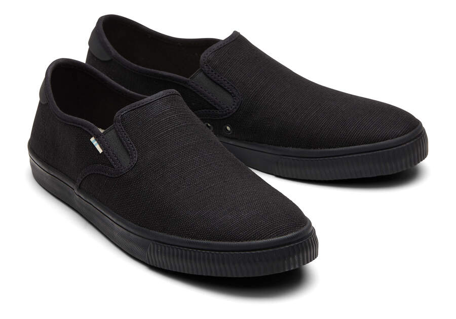 Baja All Black Heritage Canvas Slip On Sneaker Front View Opens in a modal