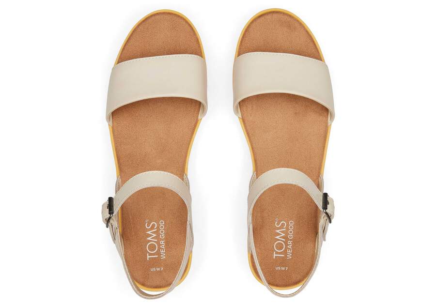Brynn Cream Leather Platform Sandal Top View Opens in a modal