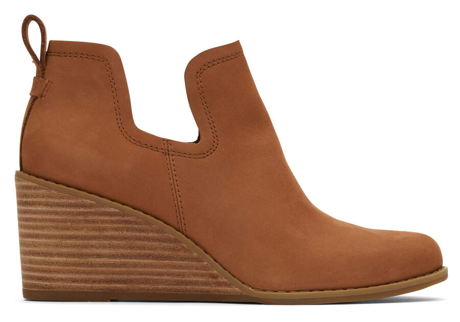 Kallie Tan Leather Wedge Boot Side View Opens in a modal