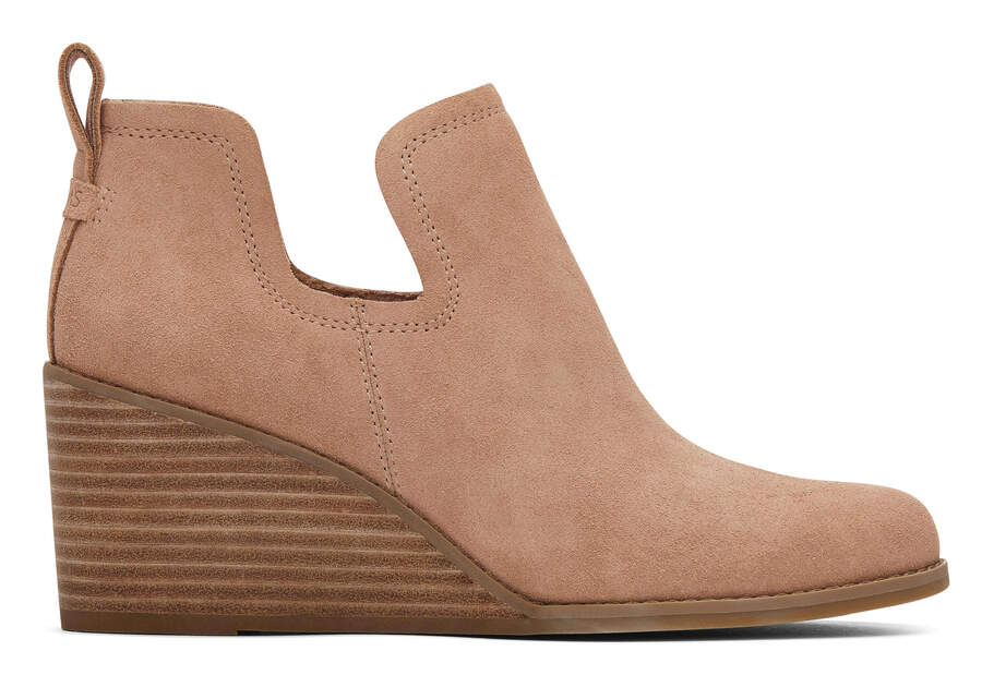 Kallie Brown Suede Wedge Boot Side View Opens in a modal