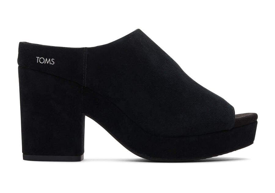 Florence Black Suede Heel Side View Opens in a modal