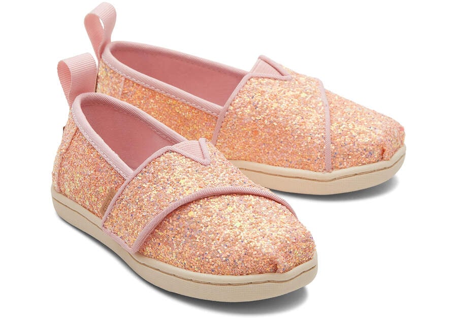 Tiny Alpargata Pink Glitter Toddler Shoe Front View Opens in a modal