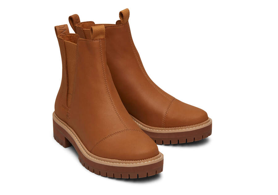 Dakota Tan Water Resistant Leather Boot Front View Opens in a modal