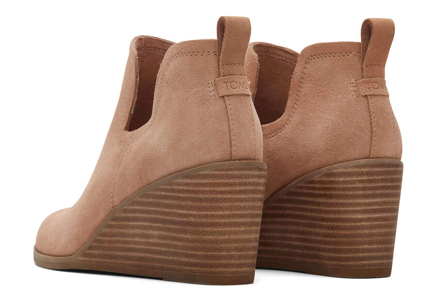 Kallie Brown Suede Wedge Boot Back View Opens in a modal