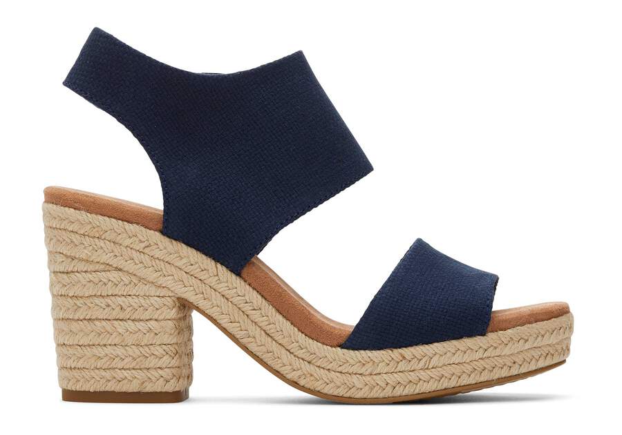 Majorca Rope Navy Platform Sandal Side View Opens in a modal