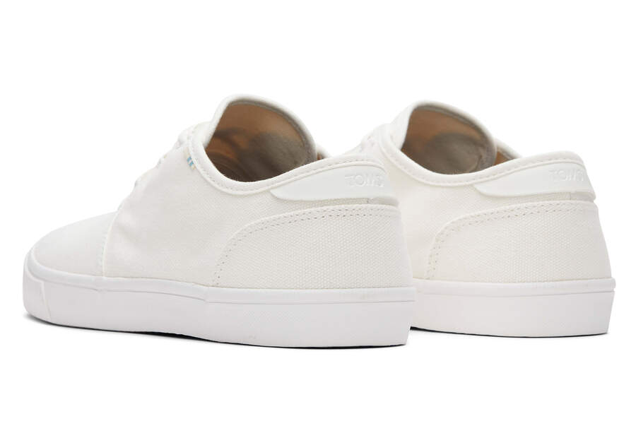 Carlo White Canvas Lace-Up Sneaker Back View Opens in a modal