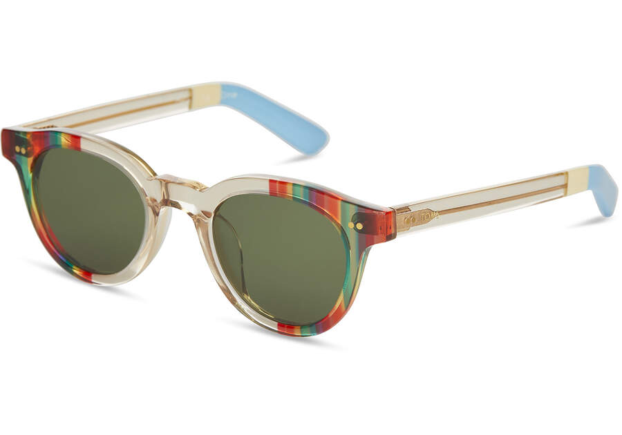 Fin Rainbow Striped | Bottle Green Lens | UNITY Collection Side View Opens in a modal