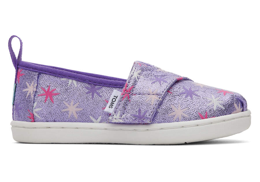 Tiny Alpargata Purple Stars Toddler Shoe Side View Opens in a modal
