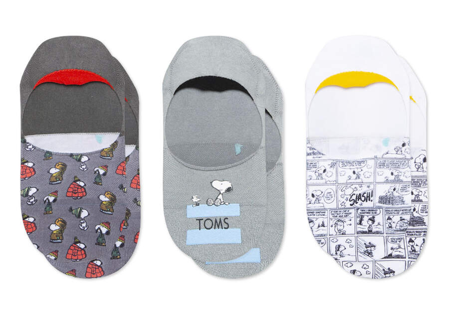 TOMS X Peanuts® Joe Cool Ultimate No Show Socks 3 Pack Top View Opens in a modal