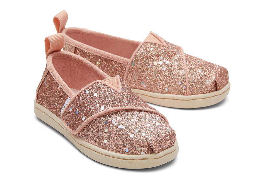 Alpargata Rose Gold Cosmic Glitter Toddler Shoe Front View Opens in a modal