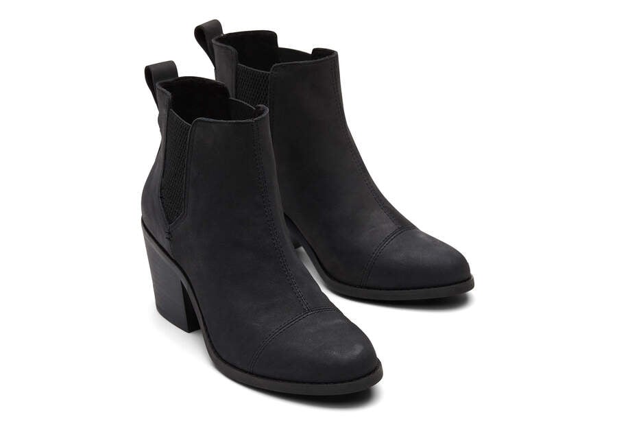 Everly Black Nubuck Heeled Boot Front View Opens in a modal