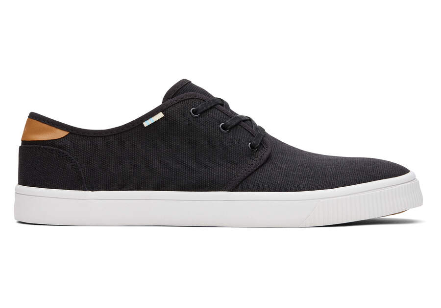 Carlo Black Heritage Canvas Lace-Up Sneaker Side View Opens in a modal