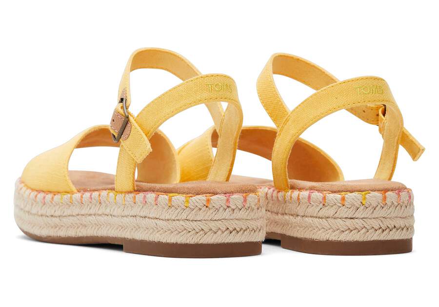 Abby Yellow Flatform Espadrille Sandal Back View Opens in a modal