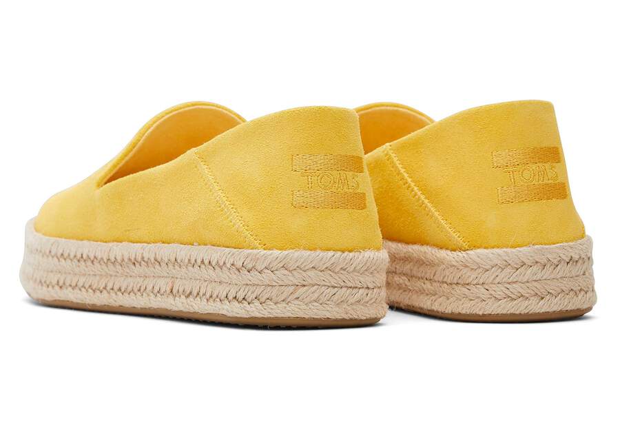Carolina Yellow Suede Espadrille Back View Opens in a modal