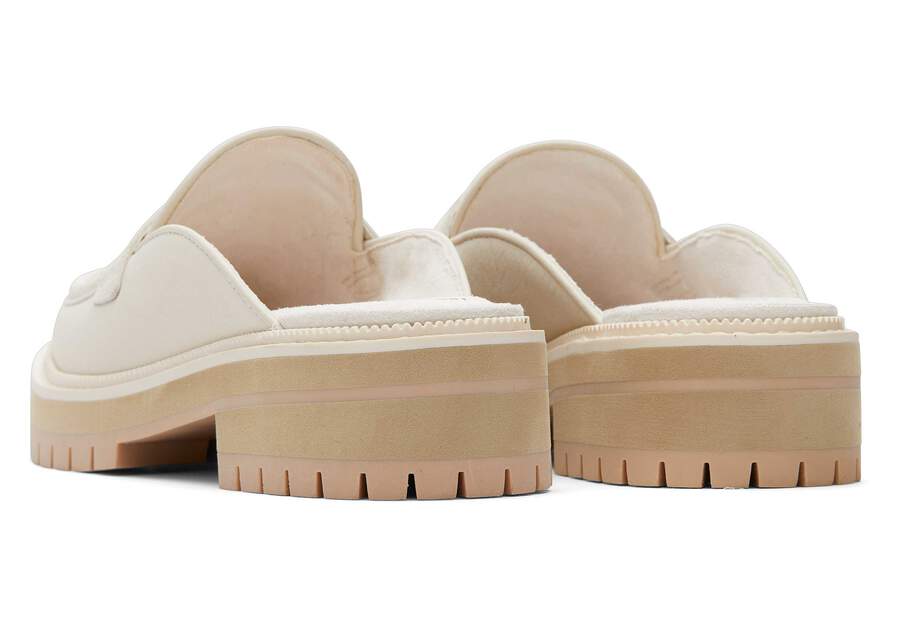 Cara Mule Light Sand Leather Loafer Back View Opens in a modal