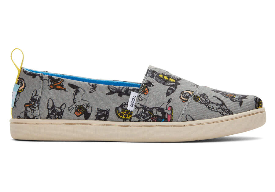 Youth Alpargata Grey Party Animals Kids Shoe Side View