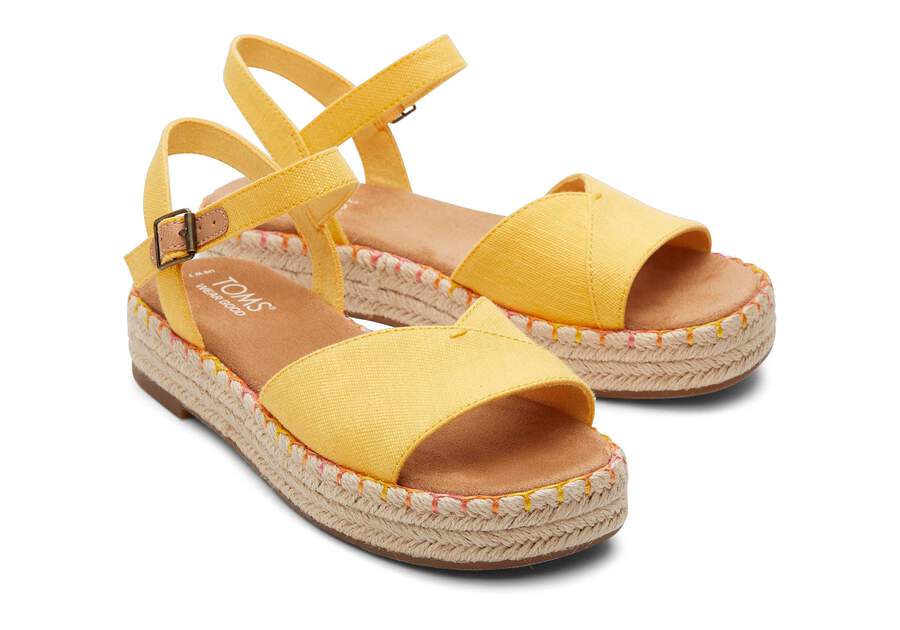 Abby Yellow Flatform Espadrille Sandal Front View Opens in a modal