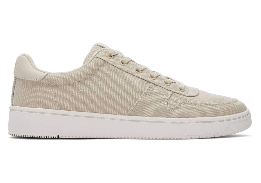 TRVL LITE Court Cream Canvas Sneaker Side View Opens in a modal