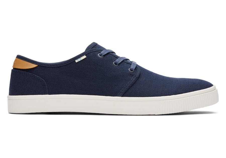 Carlo Navy Heritage Canvas Lace-Up Sneaker Side View Opens in a modal