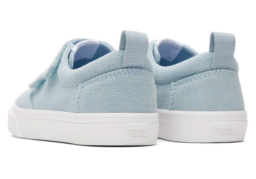 Tiny Fenix Denim Hearts Double Strap Toddler Sneaker Back View Opens in a modal