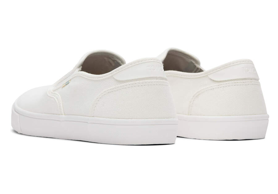 Baja White Canvas Slip On Sneaker Back View Opens in a modal