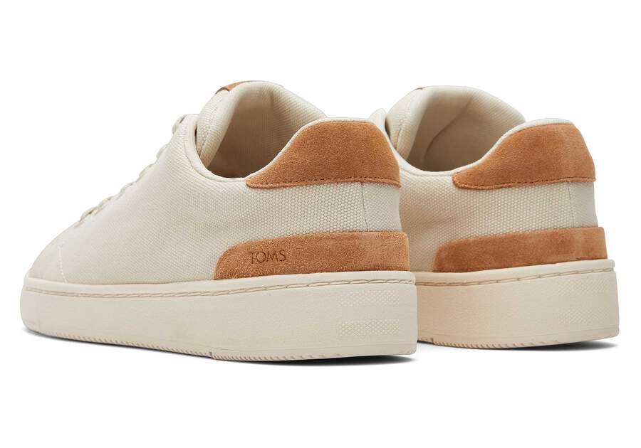 TRVL LITE Cream Suede Lace-Up Sneaker Back View Opens in a modal
