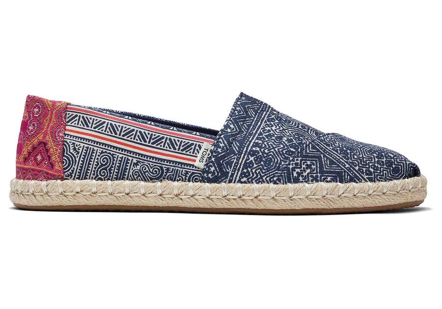 Hmong Indigo Floral Rope Espadrille Side View