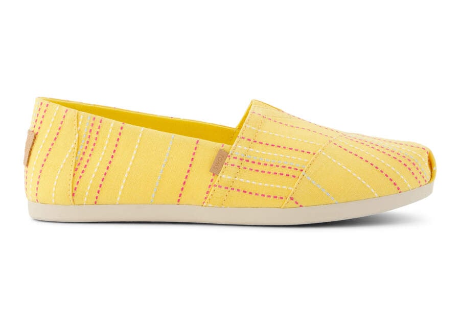 Alpargata Yellow Stitched Stripes Side View Opens in a modal