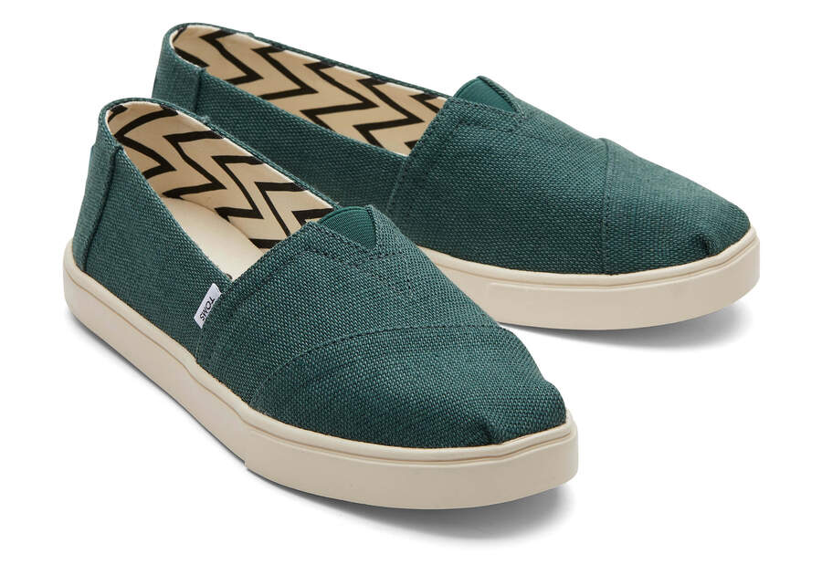 Alpargata Cupsole Green Heritage Canvas Slip On Front View Opens in a modal