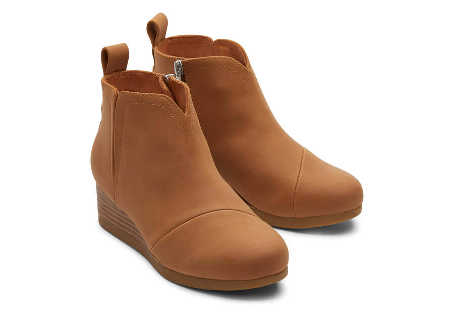 Youth Clare Tan Wedge Kids Boot Front View