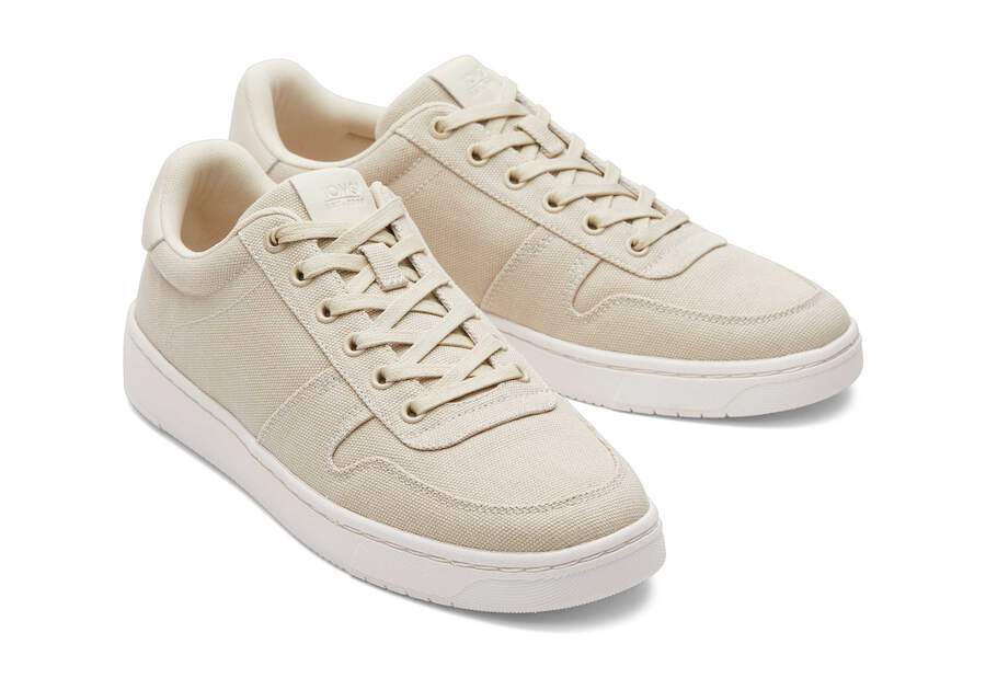 TRVL LITE Court Cream Canvas Sneaker Front View Opens in a modal