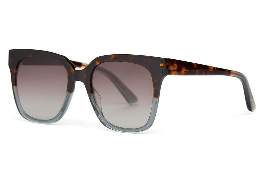 Natasha Tortoise Ocean Grey Fade Handcrafted Sunglasses Side View Opens in a modal