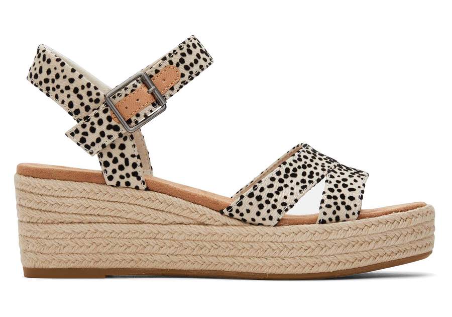 Audrey Mini Cheetah Wedge Sandal Side View Opens in a modal