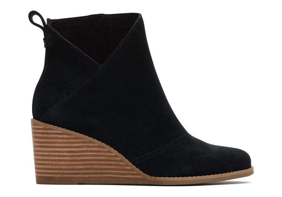 Sutton Black Suede Wedge Boot Side View