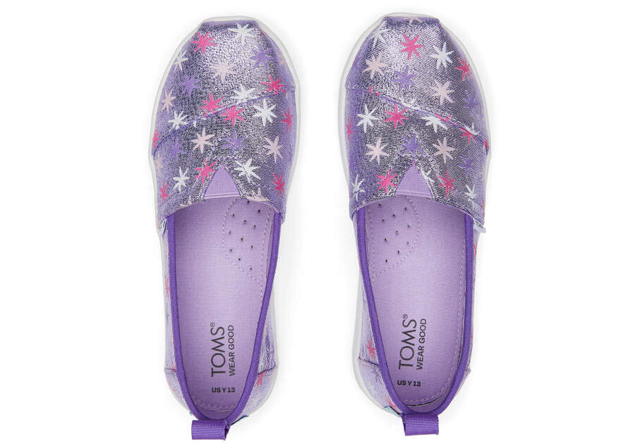 Youth Alpargata Purple Stars Kids Shoe Top View Opens in a modal