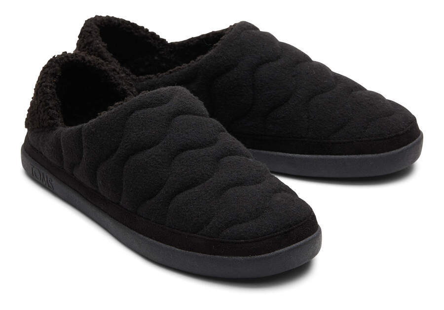Ezra Black Quilted Convertible Slipper Front View Opens in a modal