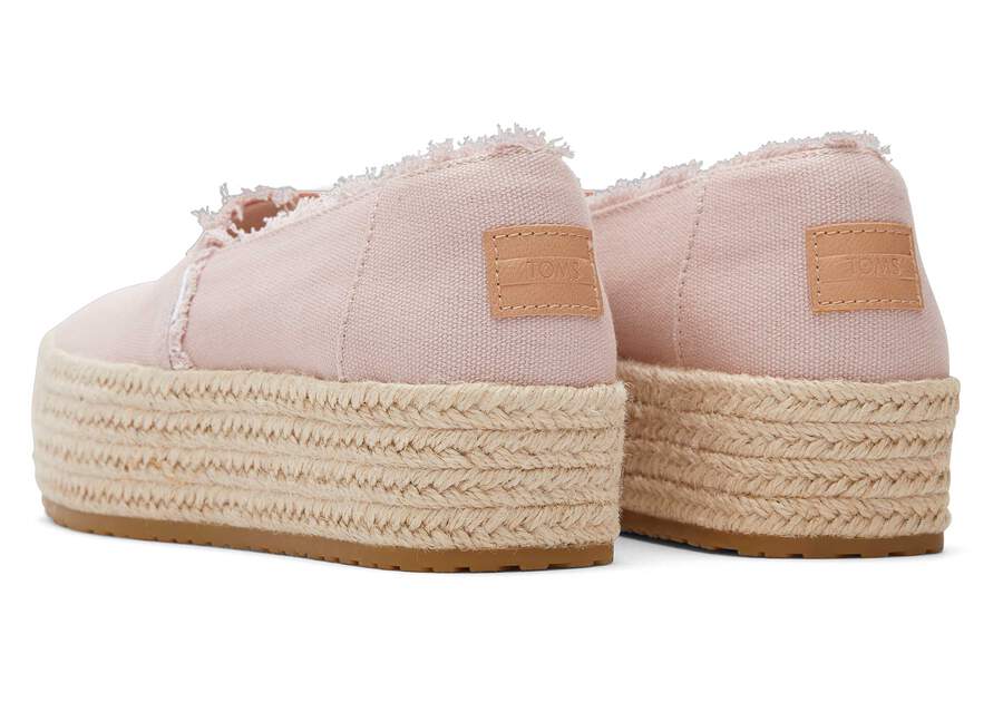 Valencia Pink Canvas Platform Espadrille Back View Opens in a modal