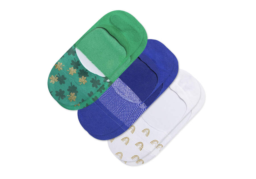 Classic No Show Socks Lucky Clovers 3 Pack Front View Opens in a modal