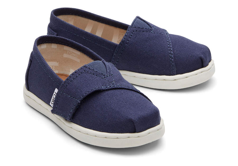 Tiny Alpargata Navy Canvas Toddler Shoe Front View Opens in a modal