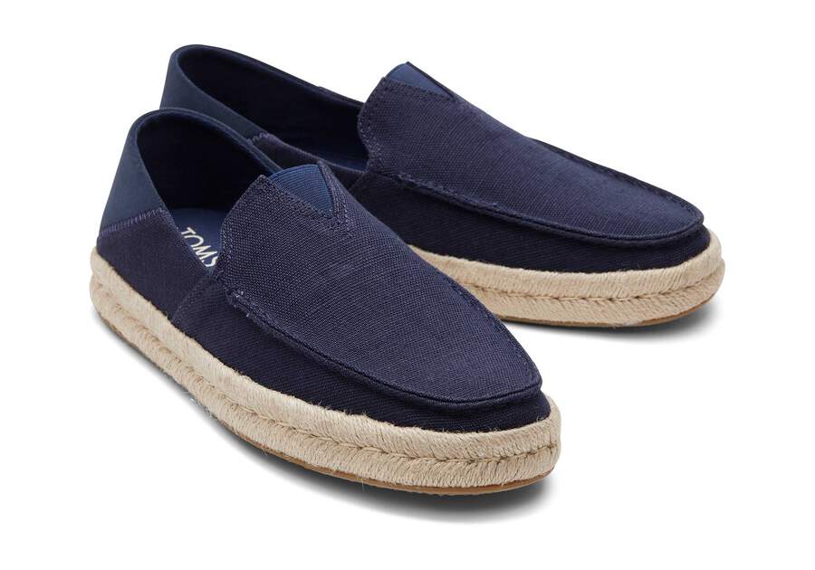 Alonso Navy Heritage Canvas Rope Loafer Front View Opens in a modal
