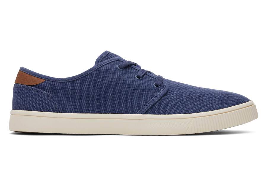 Carlo Blue Heritage Canvas Lace-Up Sneaker Side View Opens in a modal