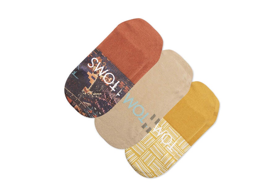 Classic No Show Socks Boho Woven 3 Pack Bottom Sole View Opens in a modal