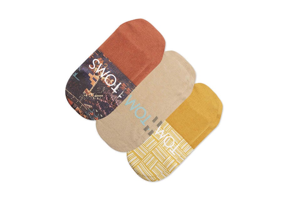 Ultimate No Show Socks Boho Woven 3 Pack Bottom Sole View