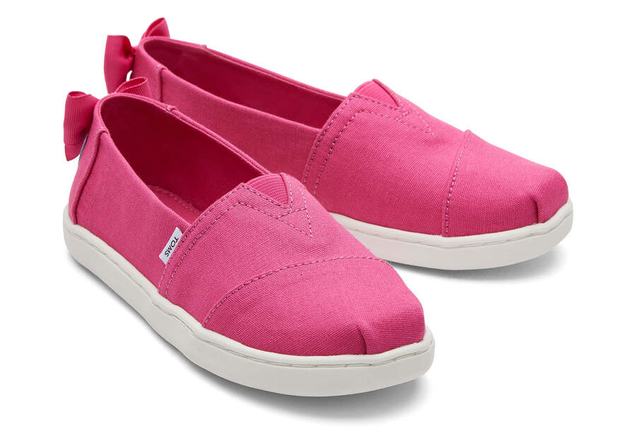 Youth Alpargata Pink Bow Kids Shoe Front View Opens in a modal