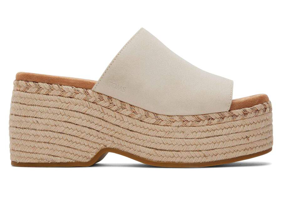 Laila Mule Cream Suede Platform Sandal Side View Opens in a modal