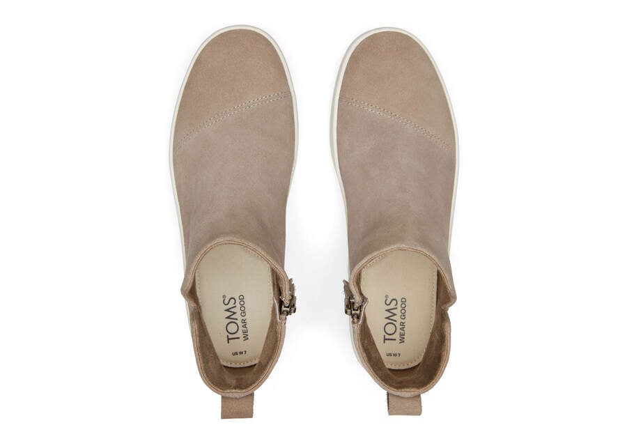 Verona Mid Taupe Suede Platform Sneaker Top View Opens in a modal