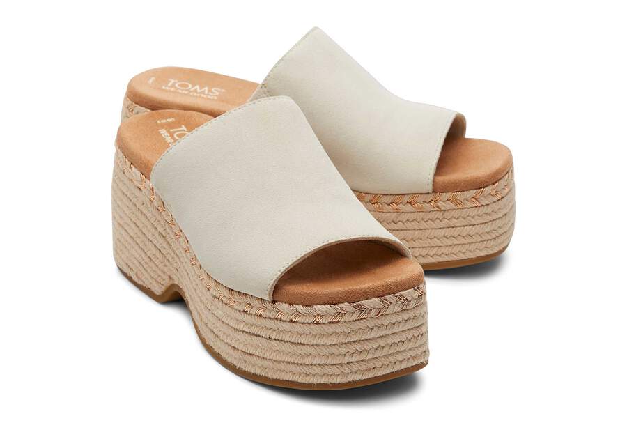 Laila Mule Cream Suede Platform Sandal Front View Opens in a modal