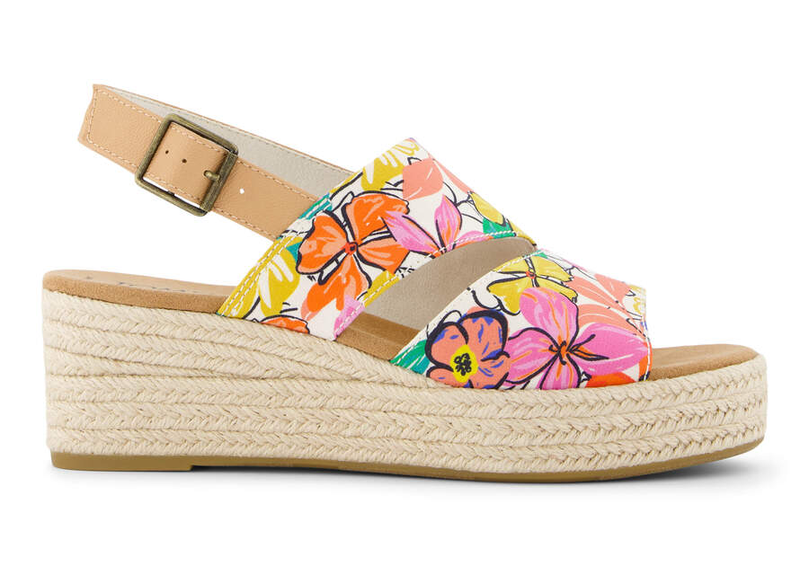 Claudine Painted Floral Wedge Sandal Side View Opens in a modal